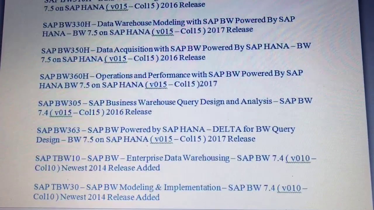 sap bw certification material download